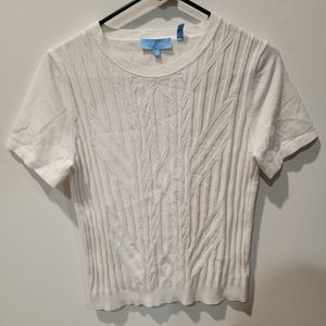 Draper James Cable Knit Short Sleeve Sweater Small